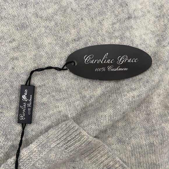 Caroline Grace light heathered Gray 100% Cashmere Scarf neutral quiet luxury NWT - Picture 4 of 8